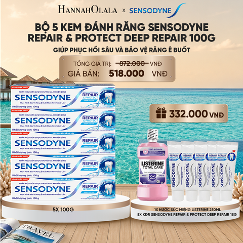  BỘ 5 KEM ĐÁNH RĂNG SENSODYNE REPAIR & PROTECT DEEP REPAIR 100G GIÚP PHỤC HỒI SÂU VÀ BẢO VỆ RĂNG Ê BUỐT_ D480 
