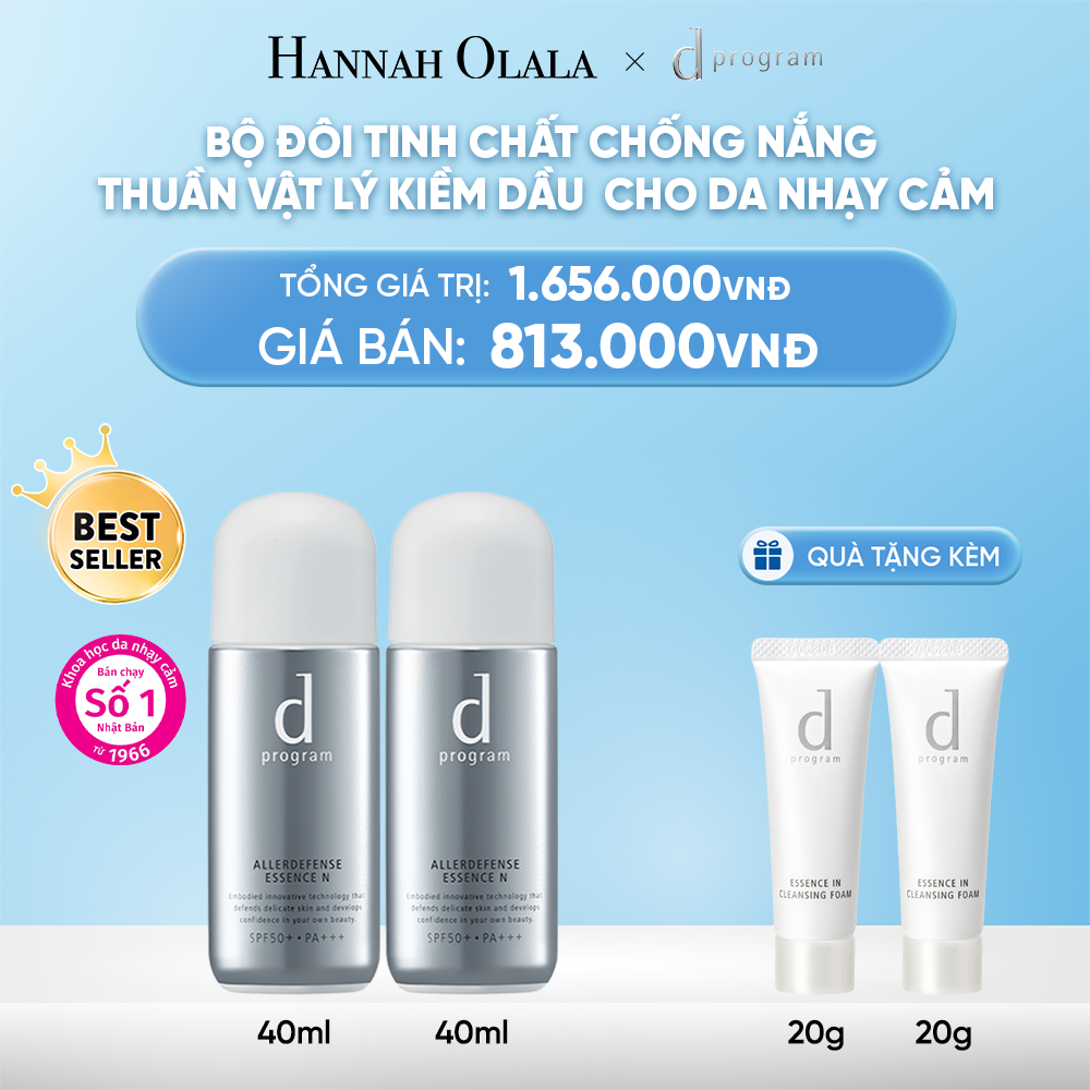  DEAL 2: BỘ ĐÔI TINH CHẤT CHỐNG NẮNG KIỀM DẦU AN TOÀN CHO DA NHẠY CẢM D PROGRAM ALLERDEFENSE ESSENSE 40ML 
