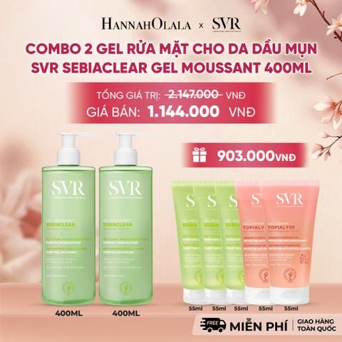  COMBO 2 GEL RỬA MẶT CHO DA DẦU MỤN, KHÔNG CHỨA XÀ PHÒNG SVR SEBIACLEAR GEL MOUSSANT 400ML - DEAL 2 - A167 
