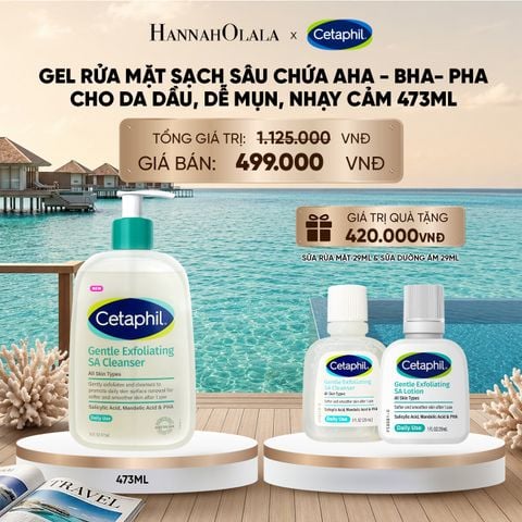  DEAL 2: MỚI - GEL RỬA MẶT LÀM SẠCH DẦU NHỜN, NGĂN MỤN CHO DA DẦU NHẠY CẢM CETAPHIL GENTLE EXFOLIATING SA CLEANSER 473ML_ A1933_ D276 