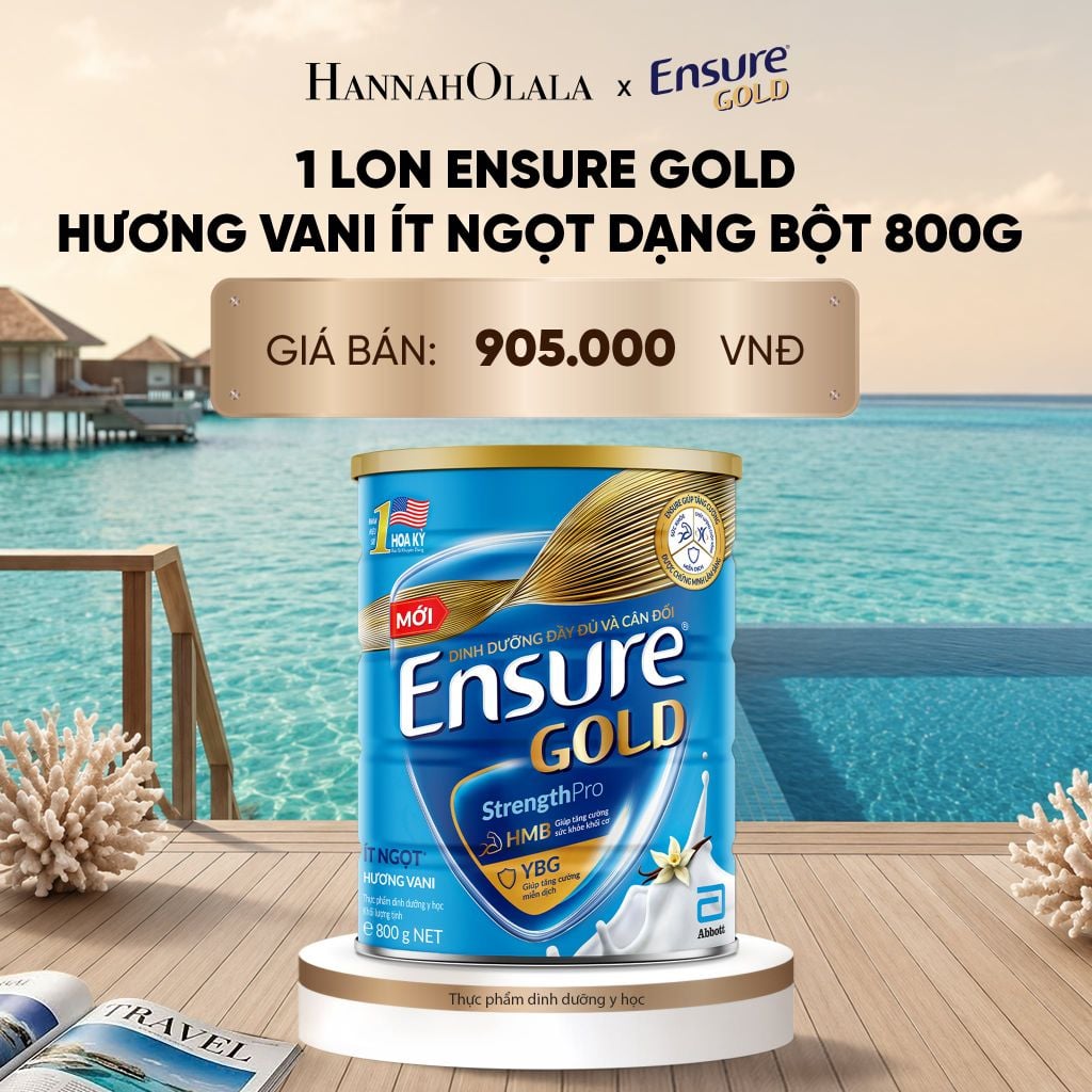  1 LON ENSURE GOLD HƯƠNG VANI ÍT NGỌT DẠNG BỘT 800G DEAL :_ D2056 