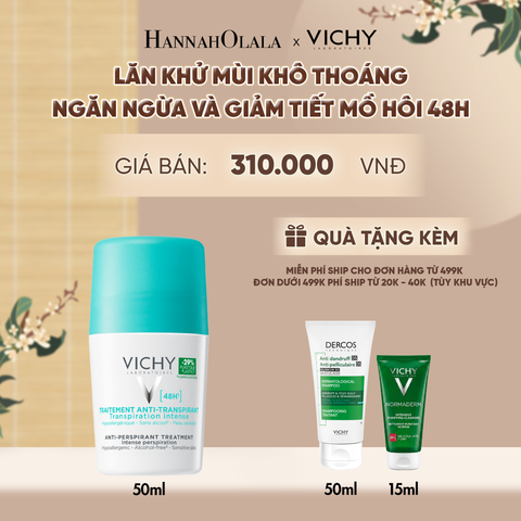  LĂN KHỬ MÙI VICHY KHÔ THOÁNG, NGĂN NGỪA VÀ GIẢM TIẾT MỒ HÔI 48H, KHÔNG GÂY KÍCH ỨNG, SẠM DA 50ML - A954 