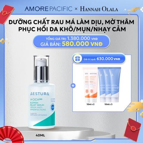  D2_DEAL 2: DƯỠNG CHẤT RAU MÁ LÀM DỊU, MỜ THÂM VÀ PHỤC HỒI DA KHÔ/MỤN/NHẠY CẢM AESTURA A-CICA365 BLEMISH RELIEF SERUM 40ML 