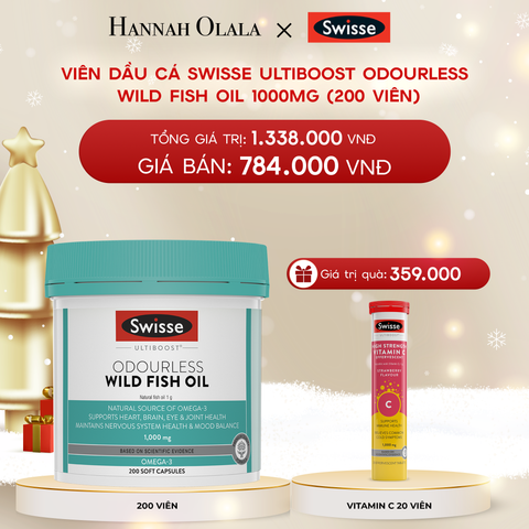  DEAL 2: VIÊN DẦU CÁ SWISSE ULTIBOOST ODOURLESS WILD FISH OIL 1000MG (200 VIÊN) 
