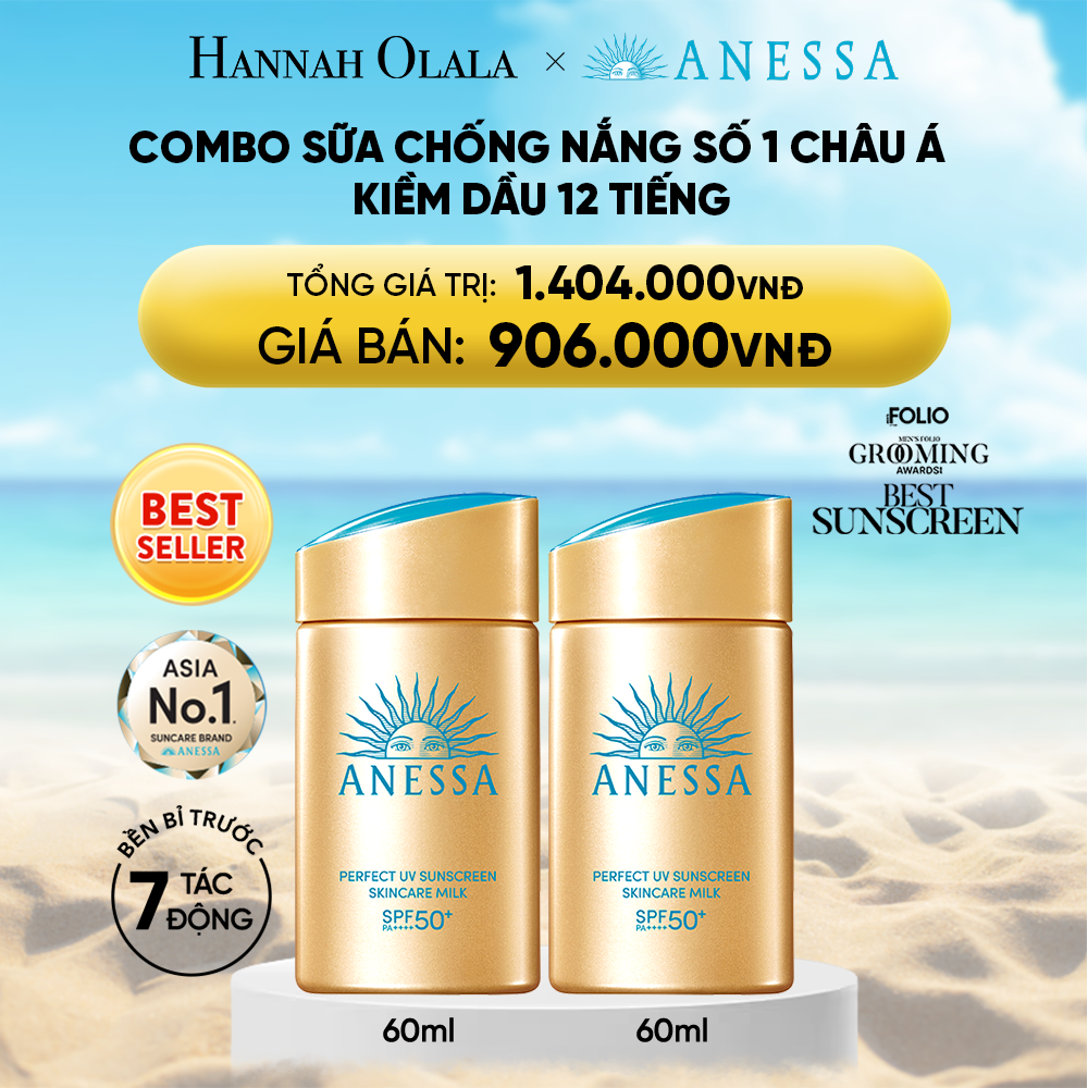  DEAL 2: COMBO SỮA CHỐNG NẮNG DƯỠNG DA KIỀM DẦU BẢO VỆ HOÀN HẢO ANESSA GOLD MILK SPF50+ PA++++ 60MLX2 