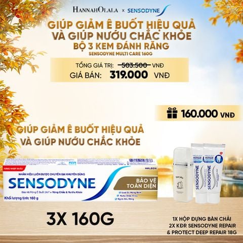  BỘ 3 KEM ĐÁNH RĂNG SENSODYNE MULTI CARE 160G GIÚP GIẢM Ê BUỐT HIỆU QUẢ VÀ GIÚP NƯỚU CHẮC KHỎE - E1866 
