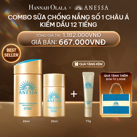  DEAL 2: COMBO SỮA CHỐNG NẮNG DƯỠNG DA KIỀM DẦU BẢO VỆ HOÀN HẢO ANESSA GOLD MILK SPF50+ PA++++ 60ML + 20ML 