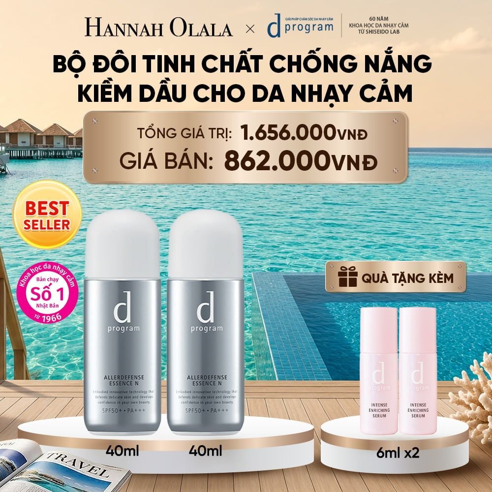  BỘ ĐÔI TINH CHẤT CHỐNG NẮNG KIỀM DẦU AN TOÀN CHO DA NHẠY CẢM D PROGRAM ALLERDEFENSE ESSENSE 40ML - DEAL 2_ D1566 