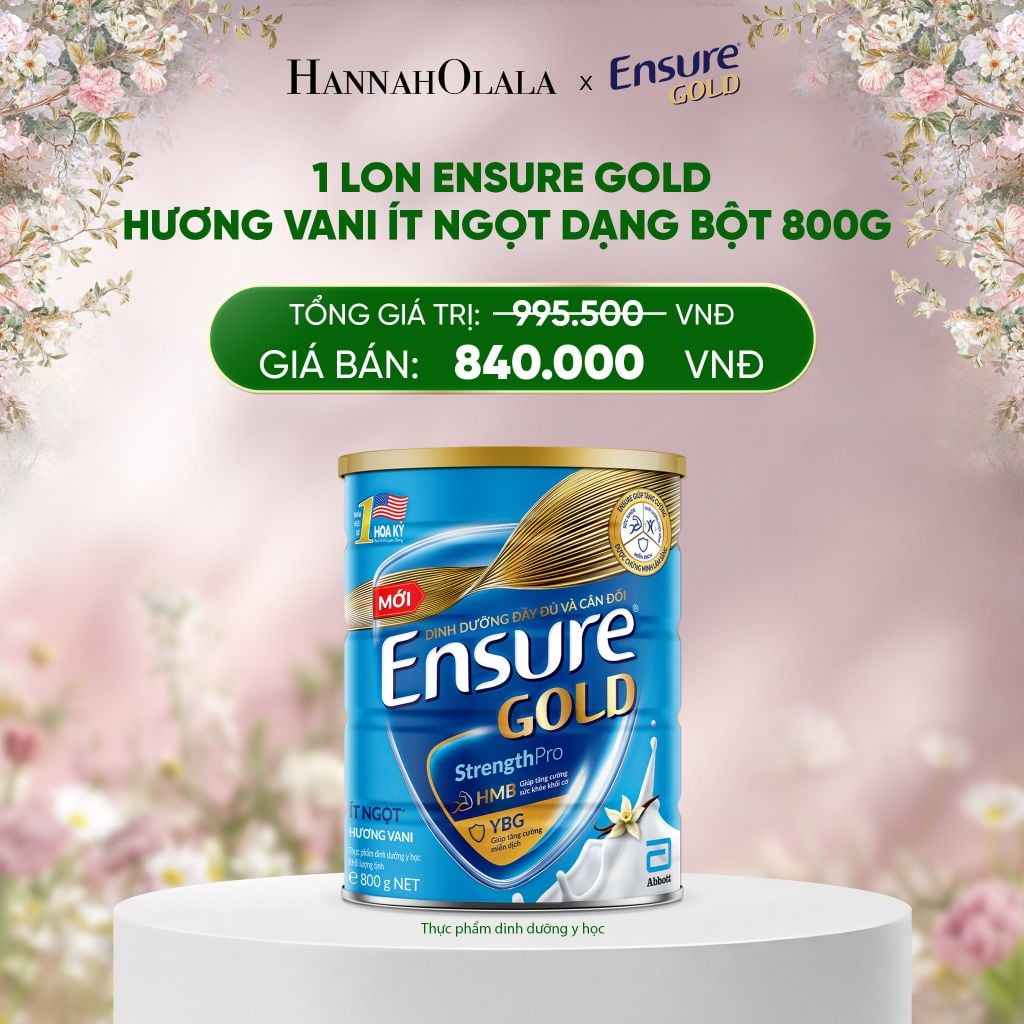  DEAL 2: 1 LON ENSURE GOLD HƯƠNG VANI ÍT NGỌT DẠNG BỘT 800G 
