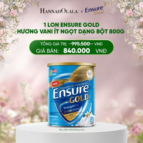  DEAL 2: 1 LON ENSURE GOLD HƯƠNG VANI ÍT NGỌT DẠNG BỘT 800G 