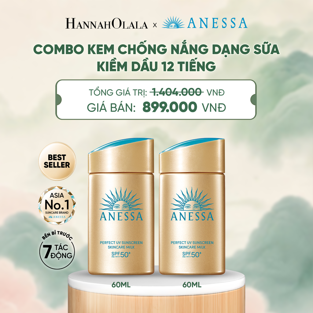 COMBO SỮA CHỐNG NẮNG DƯỠNG DA KIỀM DẦU BẢO VỆ HOÀN HẢO ANESSA GOLD MILK SPF50+ PA++++ 60MLX2 - DEAL 2 - A1189 
