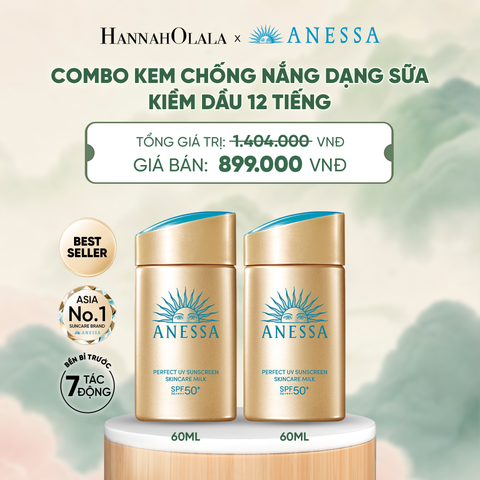 COMBO SỮA CHỐNG NẮNG DƯỠNG DA KIỀM DẦU BẢO VỆ HOÀN HẢO ANESSA GOLD MILK SPF50+ PA++++ 60MLX2 - DEAL 2 - A1189 