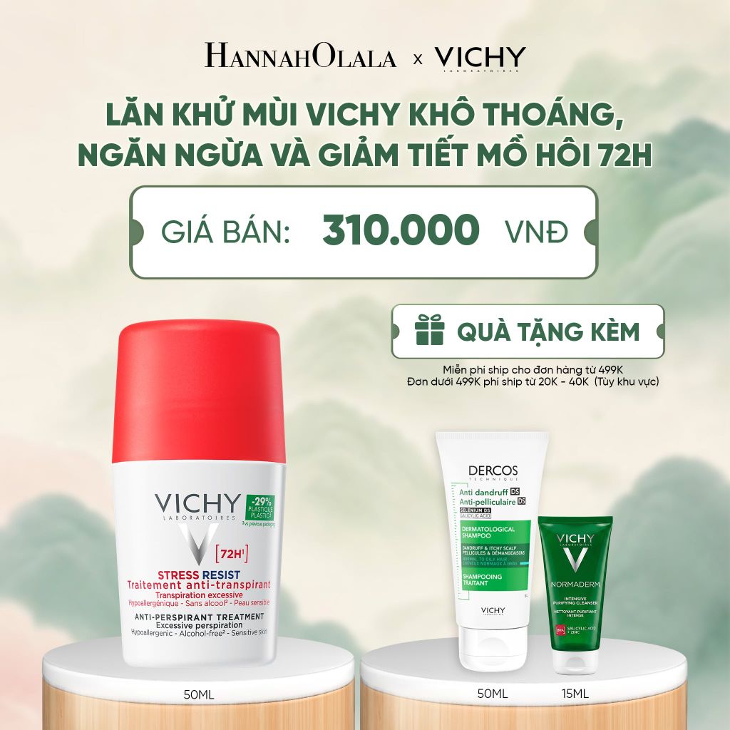  LĂN KHỬ MÙI VICHY KHÔ THOÁNG, NGĂN NGỪA VÀ GIẢM TIẾT MỒ HÔI 72H, KHÔNG GÂY KÍCH ỨNG, SẠM DA 50ML - A1165 