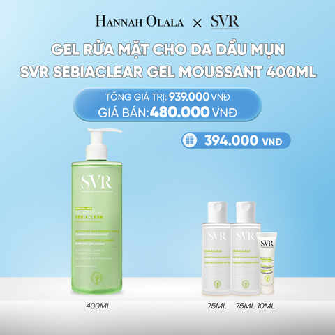 DEAL 02: GEL RỬA MẶT CHO DA DẦU MỤN, KHÔNG CHỨA XÀ PHÒNG SVR SEBIACLEAR GEL MOUSSANT 400ML 