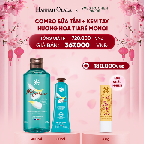  DEAL 2: COMBO SỮA TẮM + KEM TAY HƯƠNG HOA TIARÉ MONOI TẶNG SON DƯỠNG HƯƠNG NGẪU NHIÊN 