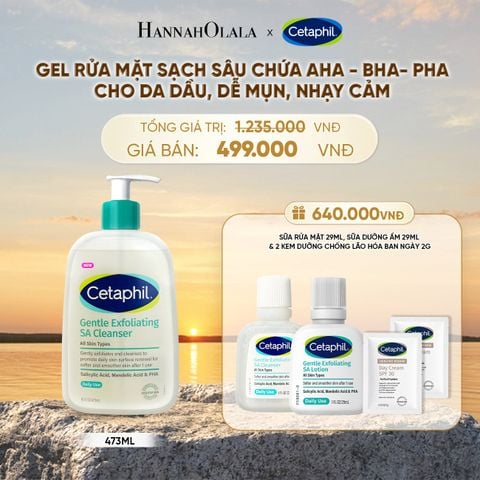  [MỚI] GEL RỬA MẶT LÀM SẠCH DẦU NHỜN, NGĂN MỤN CHO DA DẦU NHẠY CẢM CETAPHIL GENTLE EXFOLIATING SA CLEANSER 473ML DEAL 2: - B580 