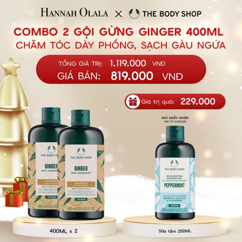  DEAL 2: COMBO CHĂM TÓC DÀY PHỒNG, GIẢM GÃY RỤNG, SẠCH GÀU NGỨA GINGER 400ML - 2X DẦU GỘI 