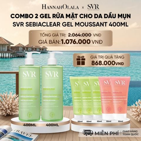  COMBO 2 GEL RỬA MẶT CHO DA DẦU MỤN, KHÔNG CHỨA XÀ PHÒNG SVR SEBIACLEAR GEL MOUSSANT 400ML - DEAL 02 