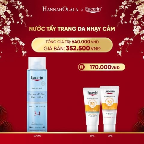  DEAL 02: NƯỚC TẨY TRANG DỊU NHẸ CHO DA NHẠY CẢM EUCERIN DERMATO CLEAN MICELLAR CLEANSING FLUID 400ML 