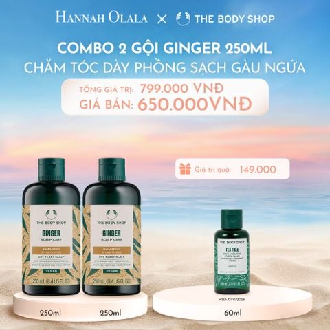  C709_DEAL 2: COMBO CHĂM TÓC DÀY PHỒNG, GIẢM GÃY RỤNG, SẠCH GÀU NGỨA GINGER 250ML - 2X DẦU GỘI 