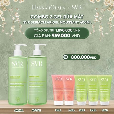  D1819_DEAL 02: COMBO 2 GEL RỬA MẶT CHO DA DẦU MỤN, KHÔNG CHỨA XÀ PHÒNG SVR SEBIACLEAR GEL MOUSSANT 400ML 