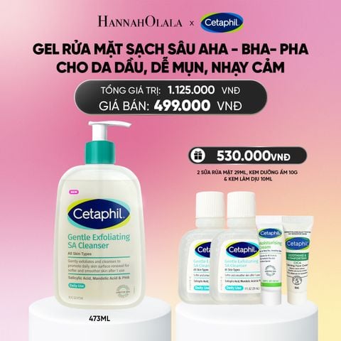  DEAL 2: MỚI - GEL RỬA MẶT LÀM SẠCH DẦU NHỜN, NGĂN MỤN CHO DA DẦU NHẠY CẢM CETAPHIL GENTLE EXFOLIATING SA CLEANSER 473ML_A1933 
