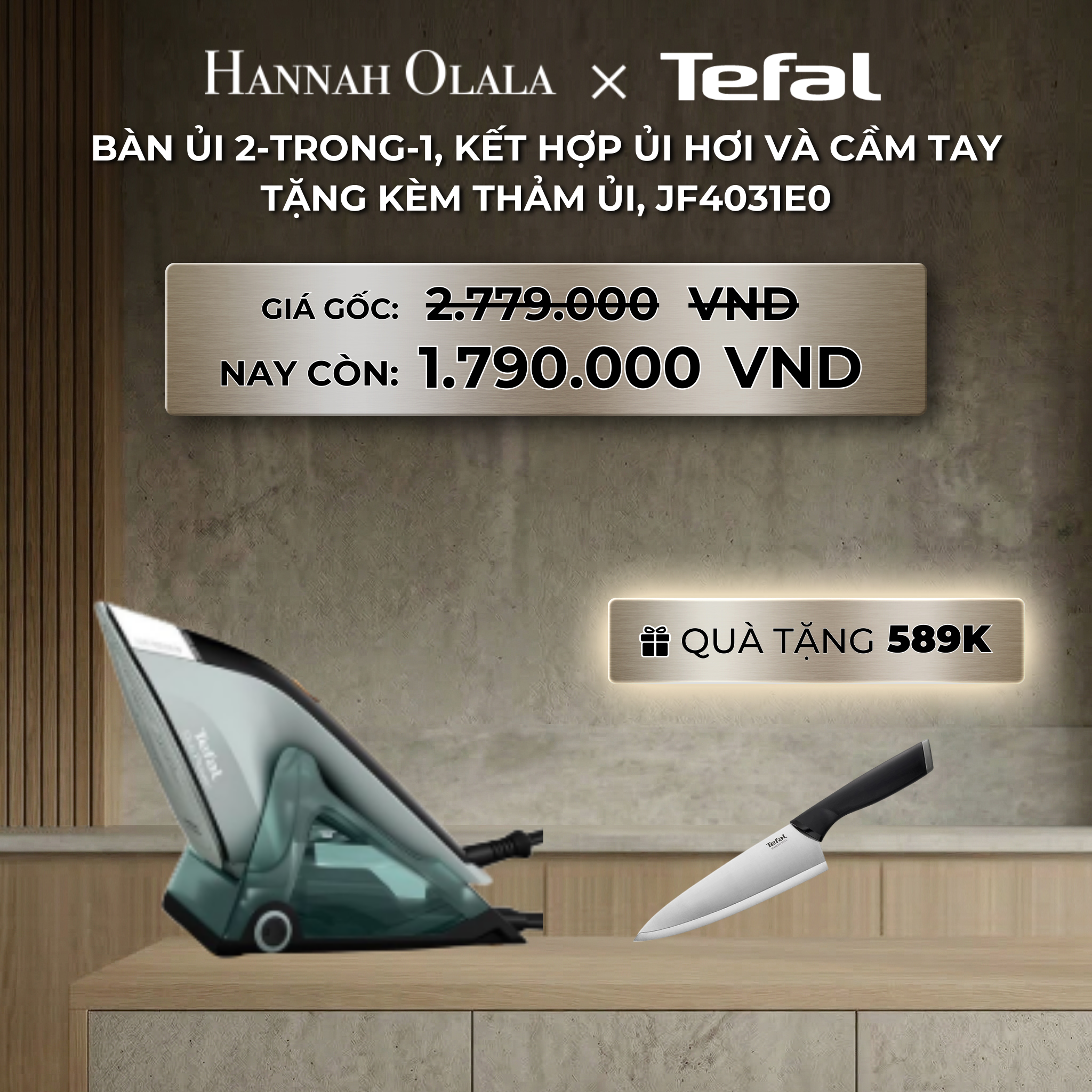 Bàn Ủi JF4031E0 2-Trong-1 Kết Hợp Ủi Hơi Và Cầm Tay