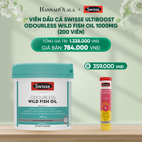  DEAL 2: VIÊN DẦU CÁ SWISSE ULTIBOOST ODOURLESS WILD FISH OIL 1000MG (200 VIÊN) 