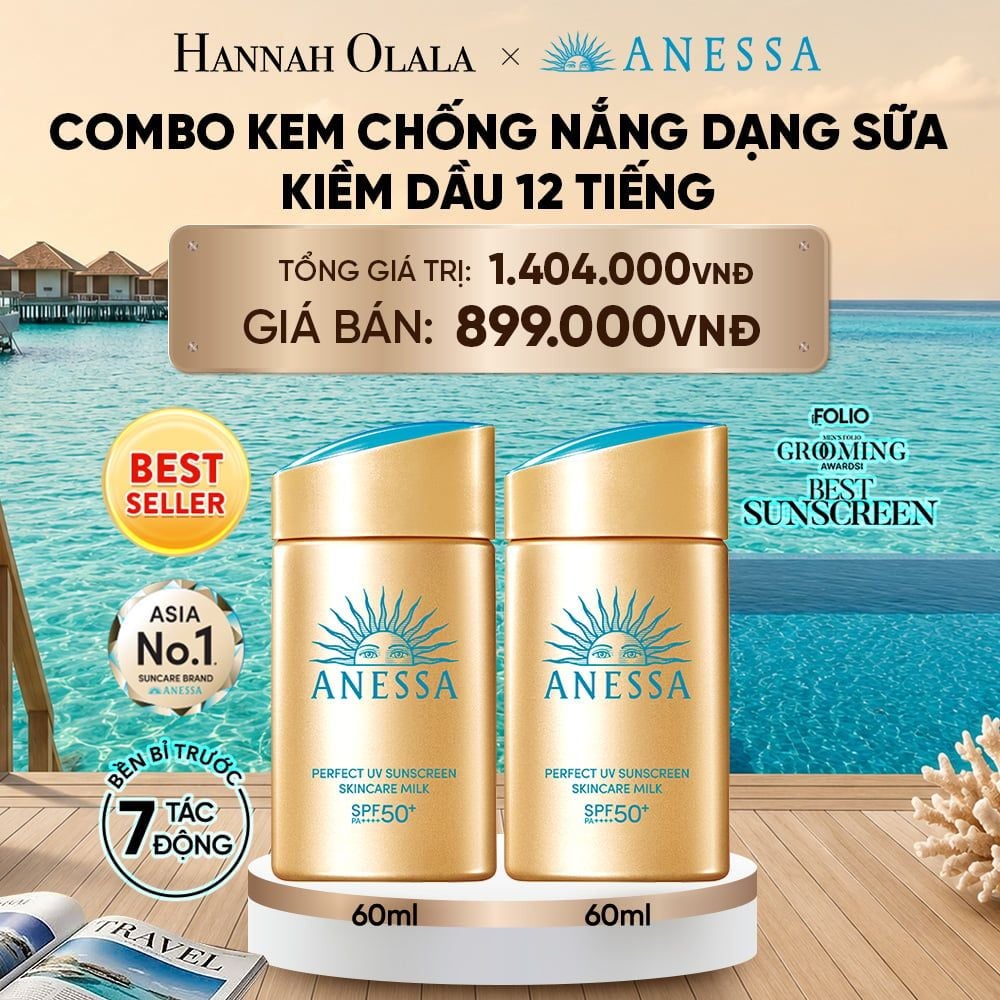  COMBO SỮA CHỐNG NẮNG DƯỠNG DA KIỀM DẦU BẢO VỆ HOÀN HẢO ANESSA GOLD MILK SPF50+ PA++++ 60MLX2 - DEAL 2 