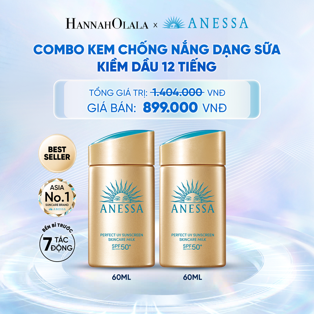  COMBO SỮA CHỐNG NẮNG DƯỠNG DA KIỀM DẦU BẢO VỆ HOÀN HẢO ANESSA GOLD MILK SPF50+ PA++++ 60MLX2 - DEAL 2 - C20 