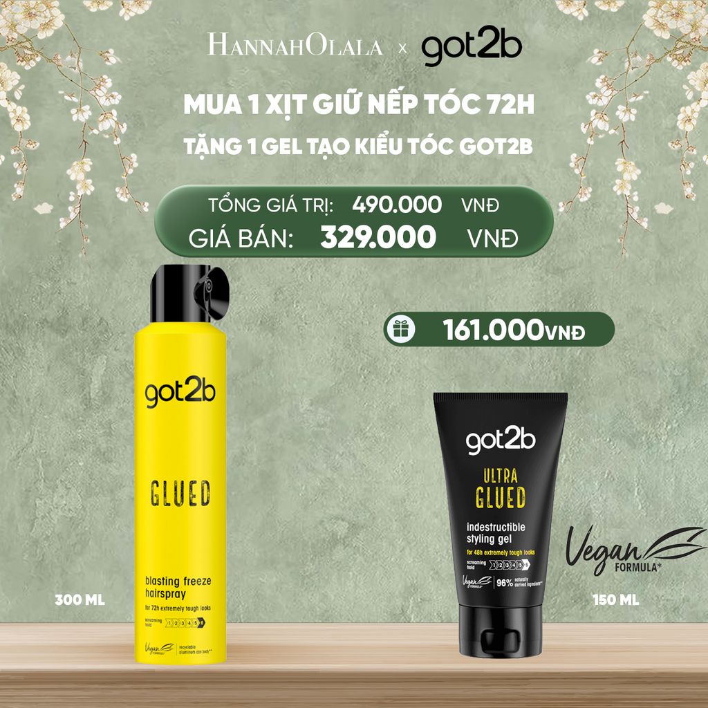  DEAL 1: MUA 1 CHAI XỊT GIỮ NÊP TÓC GOT2B HAIRSPRAY MÀU VÀNG TẶNG 1 TUÝP GEL TẠO KIỂU TÓC GOT2B GLUED GEL 