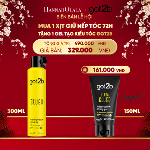  A1499_DEAL 1: MUA 1 CHAI XỊT GIỮ NÊP TÓC GOT2B HAIRSPRAY MÀU VÀNG TẶNG 1 TUÝP GEL TẠO KIỂU TÓC GOT2B GLUED GEL 