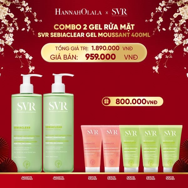  DEAL 02: COMBO 2 GEL RỬA MẶT CHO DA DẦU MỤN, KHÔNG CHỨA XÀ PHÒNG SVR SEBIACLEAR GEL MOUSSANT 400ML 