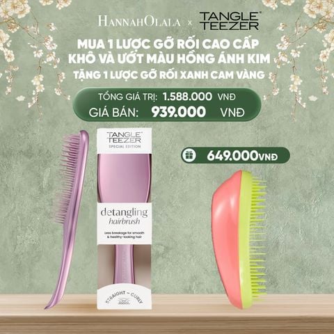  DEAL 2: MUA 1 LƯỢC GỠ RỐI TÓC CAO CẤP KHÔ VÀ ƯỚT MÀU HỒNG ÁNH KIM TẶNG 1 LƯỢC GỠ RỐI TÓC ƯỚT NGUYÊN BẢN CAM VÀNG 