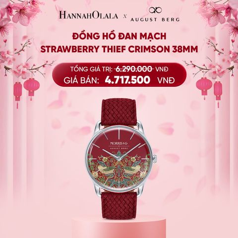  DEAL 2: ĐỒNG HỒ ĐAN MẠCH AUGUST BERG X MORRIS & CO. - MẶT STRAWBERRY THIEF CRIMSON 38MM - DÂY PERLON 