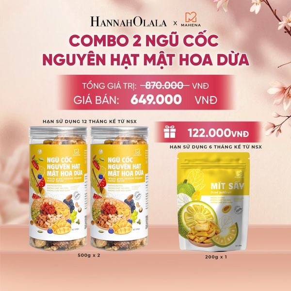  COMBO 2 NGŨ CỐC NGUYÊN HẠT MẬT HOA DỪA 500G TẶNG 1 MÍT SẤY GIÒN 200G DEAL 2: - A238 