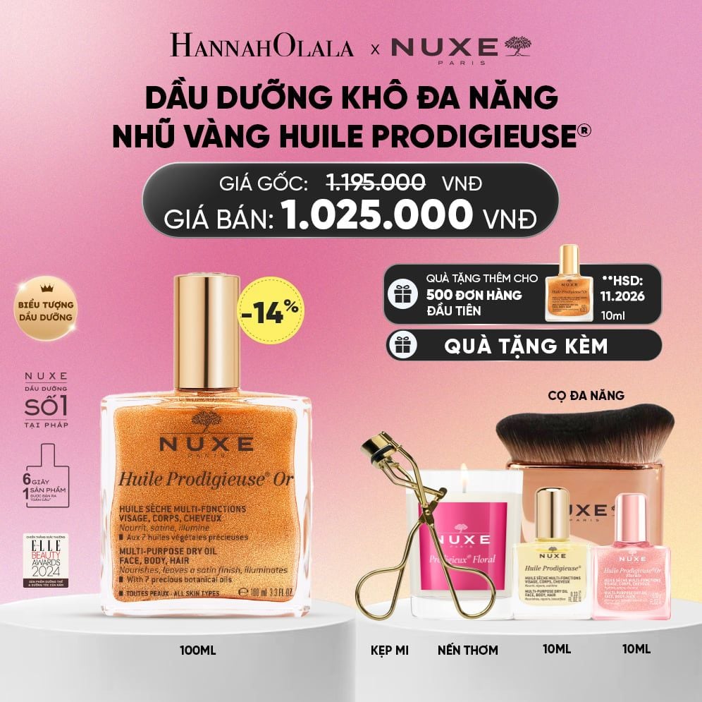  DẦU DƯỠNG KHÔ ĐA NĂNG ÁNH NHŨ NUXE HUILE PRODIGIEUSE® SHIMMERING 100ML 