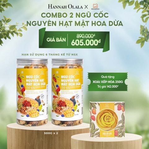  E31_DEAL 2: MUA 2 NGŨ CỐC NGUYÊN HẠT MẬT HOA DỪA 500G TẶNG 1 HỘP XOÀI XẾP HOA 250G 