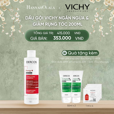  DEAL 2 DẦU GỘI VICHY NGĂN NGỪA & GIẢM RỤNG TÓC DERCOS ENERGY+ 200ML 