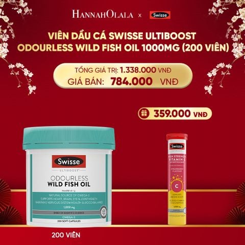  DEAL 2: VIÊN DẦU CÁ SWISSE ULTIBOOST ODOURLESS WILD FISH OIL 1000MG (200 VIÊN) 