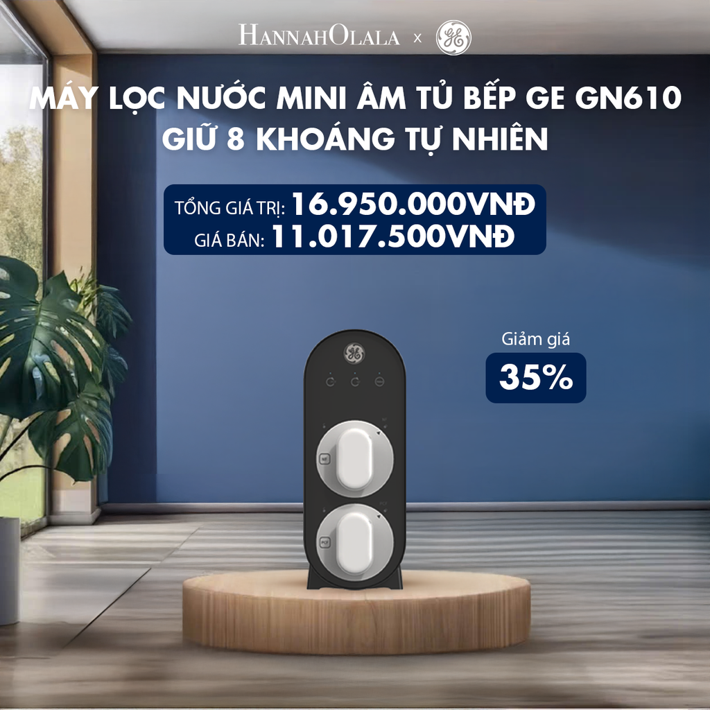  DEAL 2: MÁY LỌC NƯỚC MINI ÂM TỦ BẾP GE GN610 - GIỮ 8 KHOÁNG TỰ NHIÊN 
