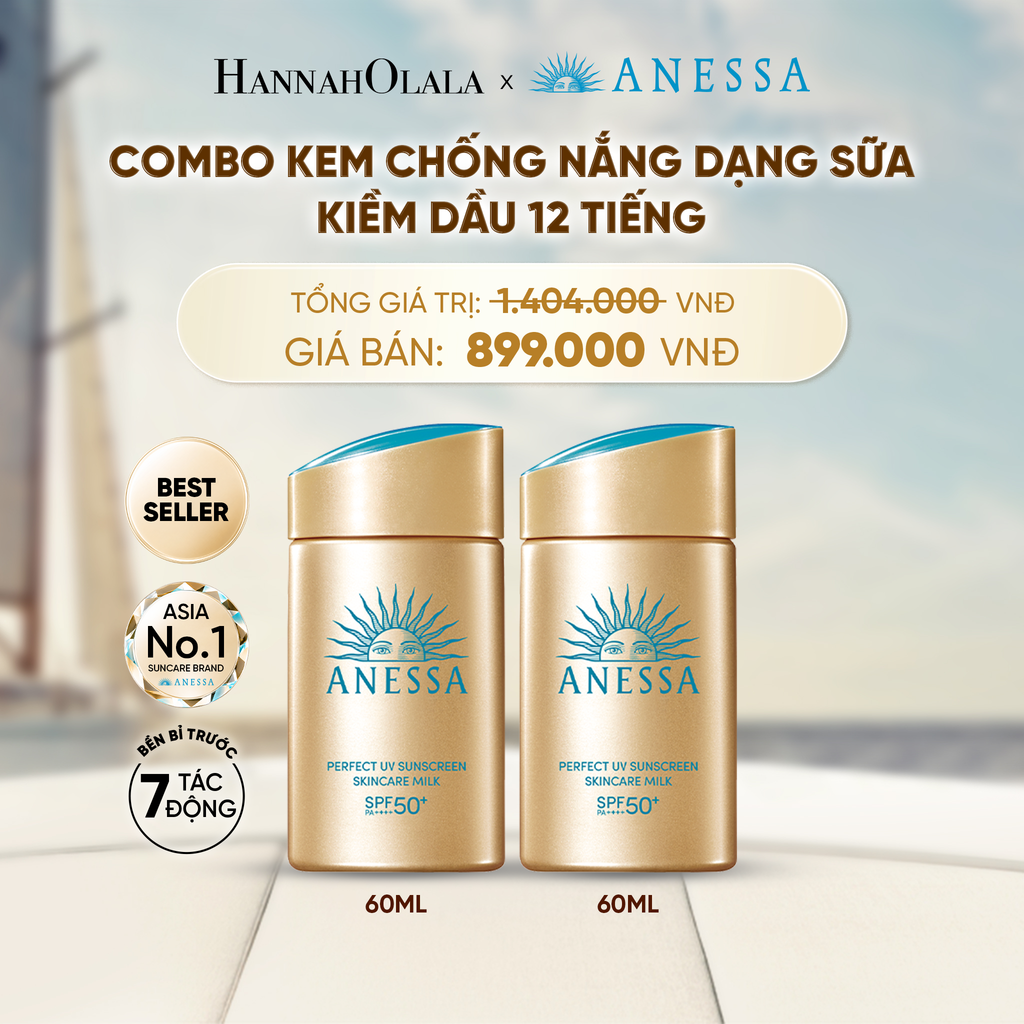  COMBO SỮA CHỐNG NẮNG DƯỠNG DA KIỀM DẦU BẢO VỆ HOÀN HẢO ANESSA GOLD MILK SPF50+ PA++++ 60MLX2 - DEAL 2 