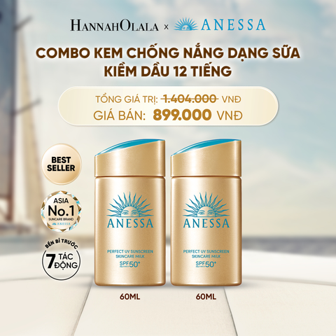  COMBO SỮA CHỐNG NẮNG DƯỠNG DA KIỀM DẦU BẢO VỆ HOÀN HẢO ANESSA GOLD MILK SPF50+ PA++++ 60MLX2 - DEAL 2 
