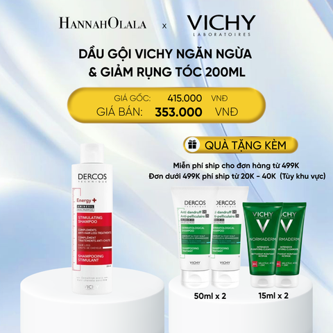  DEAL 2 DẦU GỘI VICHY NGĂN NGỪA & GIẢM RỤNG TÓC DERCOS ENERGY+ 200ML 