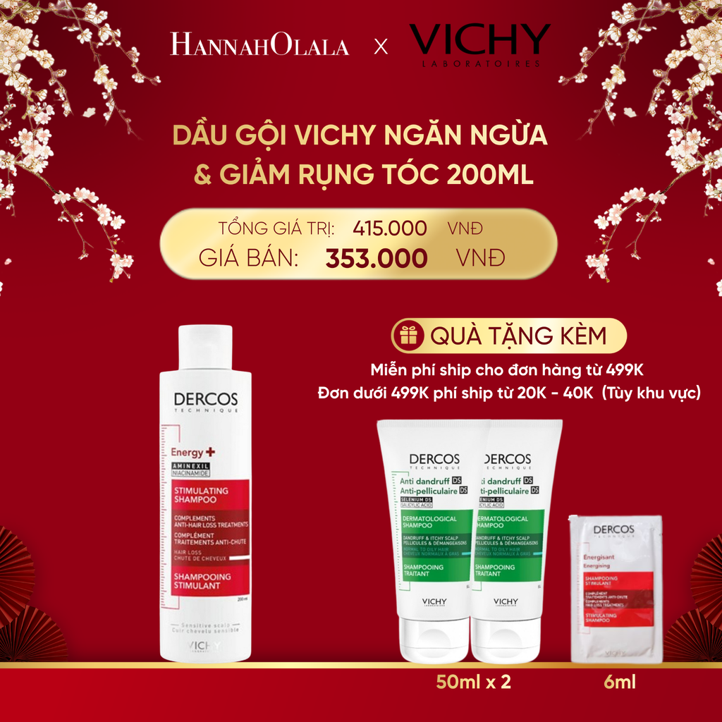  DEAL 2 DẦU GỘI VICHY NGĂN NGỪA & GIẢM RỤNG TÓC DERCOS ENERGY+ 200ML 