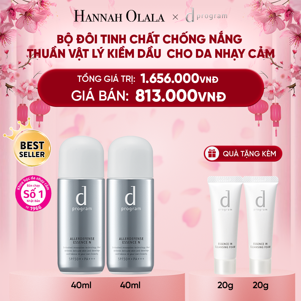  DEAL 2: BỘ ĐÔI TINH CHẤT CHỐNG NẮNG KIỀM DẦU AN TOÀN CHO DA NHẠY CẢM D PROGRAM ALLERDEFENSE ESSENSE 40ML 