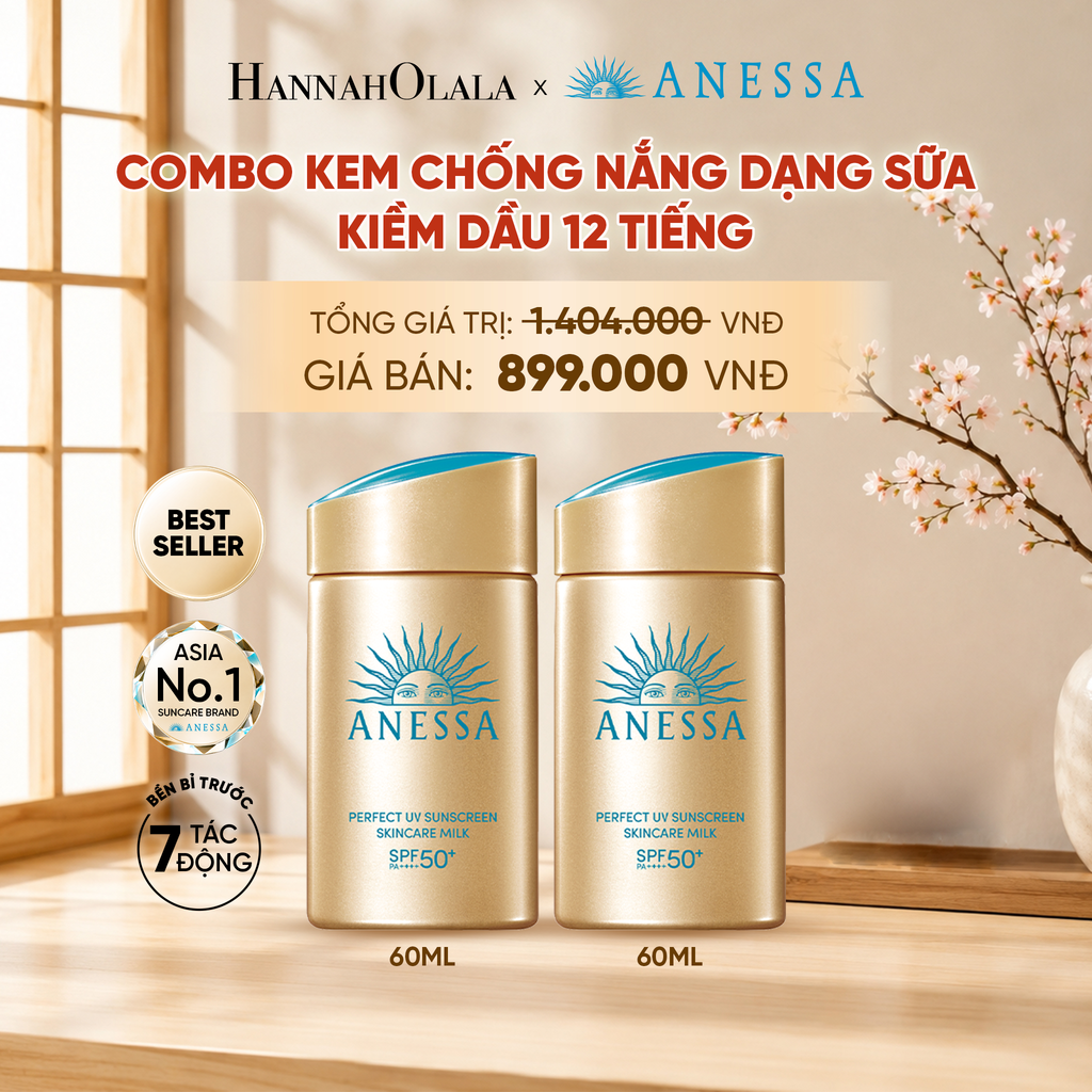 COMBO SỮA CHỐNG NẮNG DƯỠNG DA KIỀM DẦU BẢO VỆ HOÀN HẢO ANESSA GOLD MILK SPF50+ PA++++ 60MLX2 - DEAL 2 