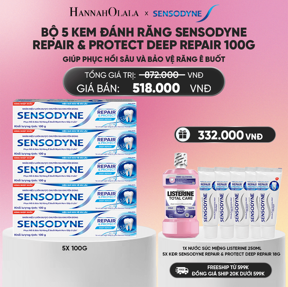  BỘ 5 KEM ĐÁNH RĂNG SENSODYNE REPAIR & PROTECT DEEP REPAIR 100G GIÚP PHỤC HỒI SÂU VÀ BẢO VỆ RĂNG Ê BUỐT_A577 