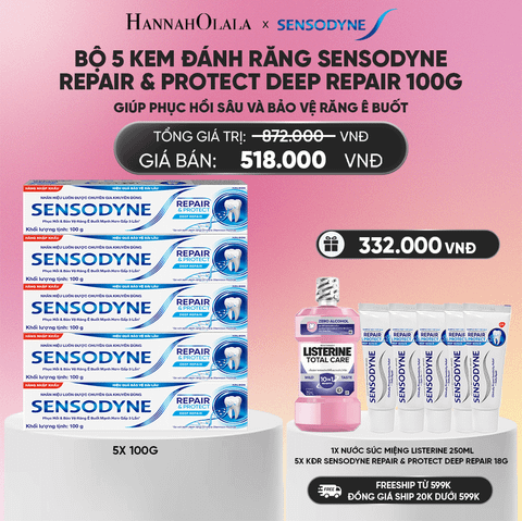  BỘ 5 KEM ĐÁNH RĂNG SENSODYNE REPAIR & PROTECT DEEP REPAIR 100G GIÚP PHỤC HỒI SÂU VÀ BẢO VỆ RĂNG Ê BUỐT_A577 