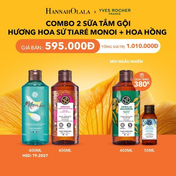  COMBO 2 SỮA TẮM HƯƠNG HOA SỨ TIARÉ MONOI + HOA HỒNG TẶNG SỮA TẮM 400ML MÙI NGẪU NHIÊN + MINI SỮA TẮM HƯƠNG BIỂN 